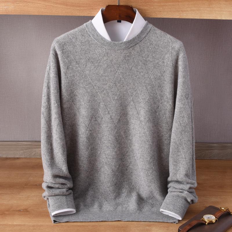 

Мужской шерстяной свитер свободного кроя с круглым вырезом - Тренд Зимы 2022 XL