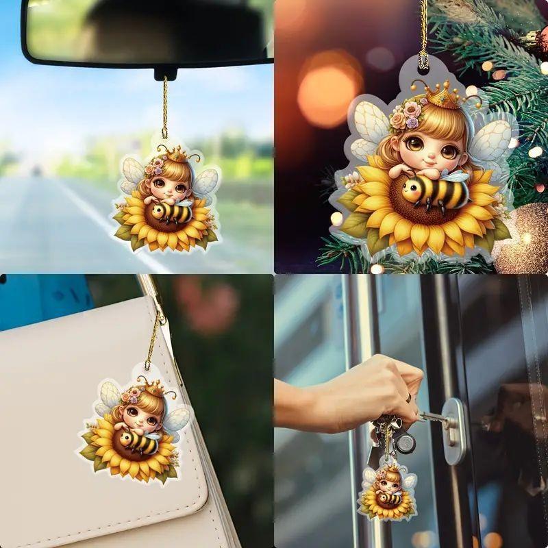 Bee Acrylic Charming And Flower Fairy Car Accessory Playful And Eyecatching Decor
