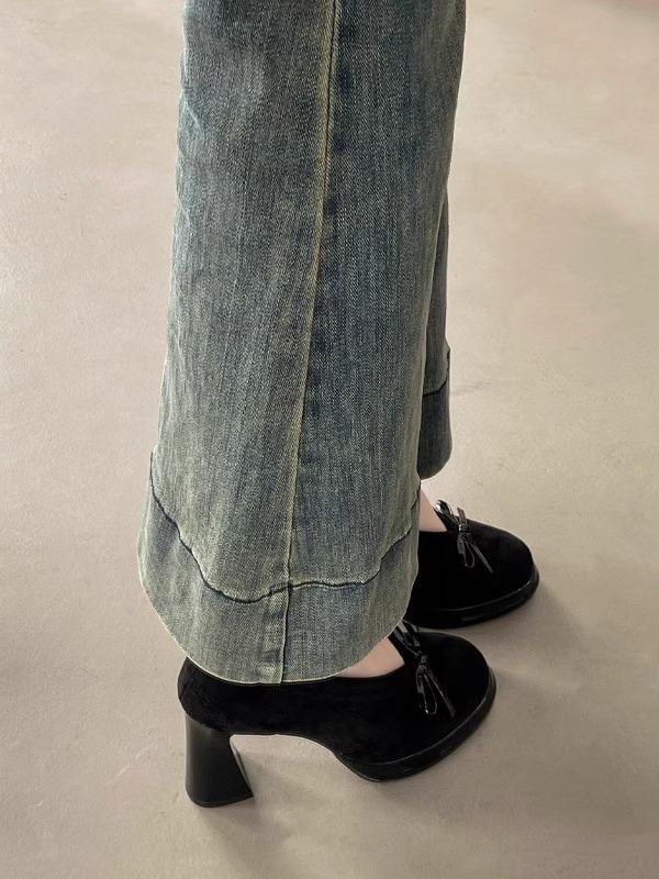 

French gentle wind bow shallow mouth deep V high heels 2025 autumn new retro temperament versatile single shoes women. 39 чёрный