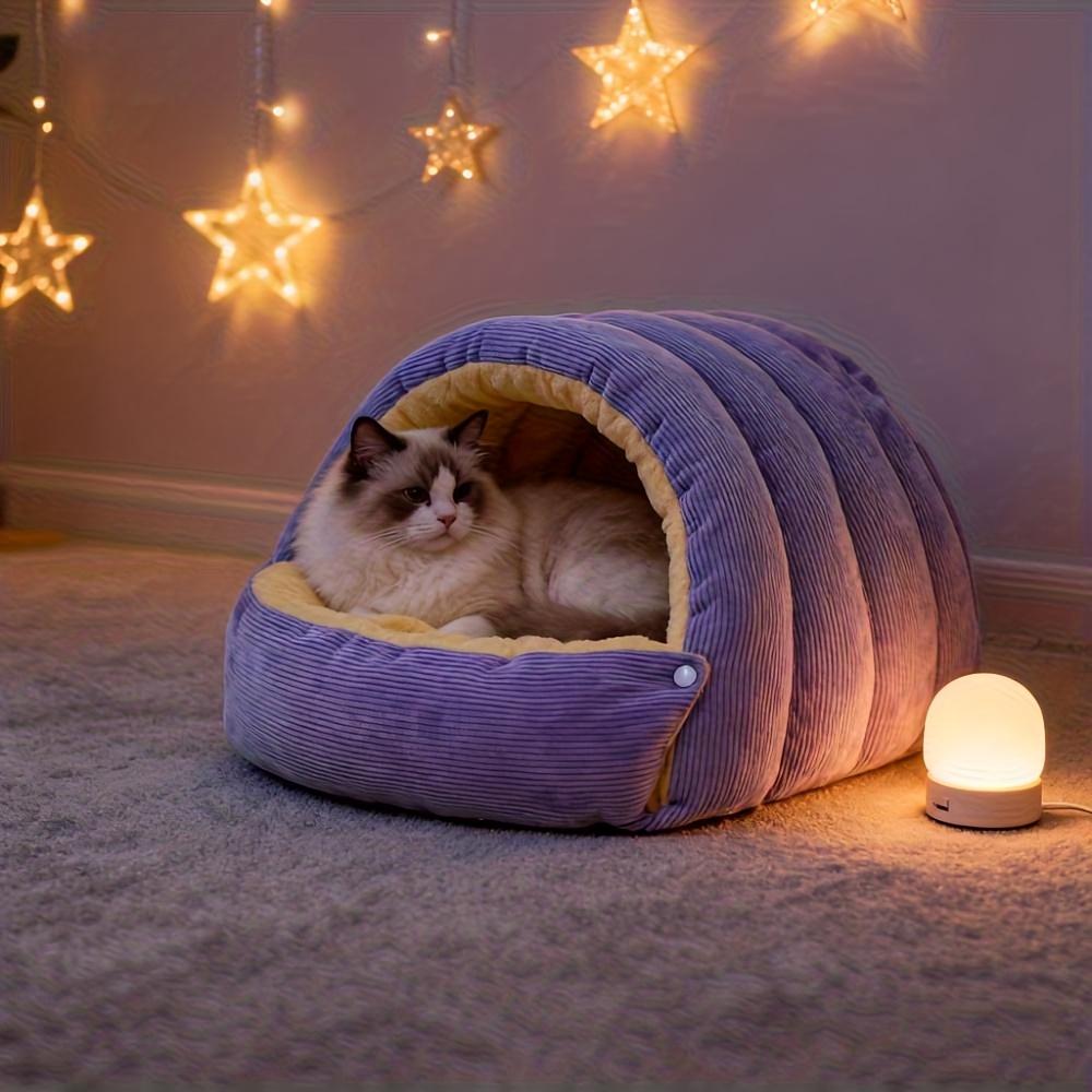 

Winter Warm Cat Bed Warm Pet House Pet Sleeping Nest Thickening Warmth Soft Kittens Sleeping Bed Cat Cave For Pet Cat Dog Warmth S-45x30x19cm