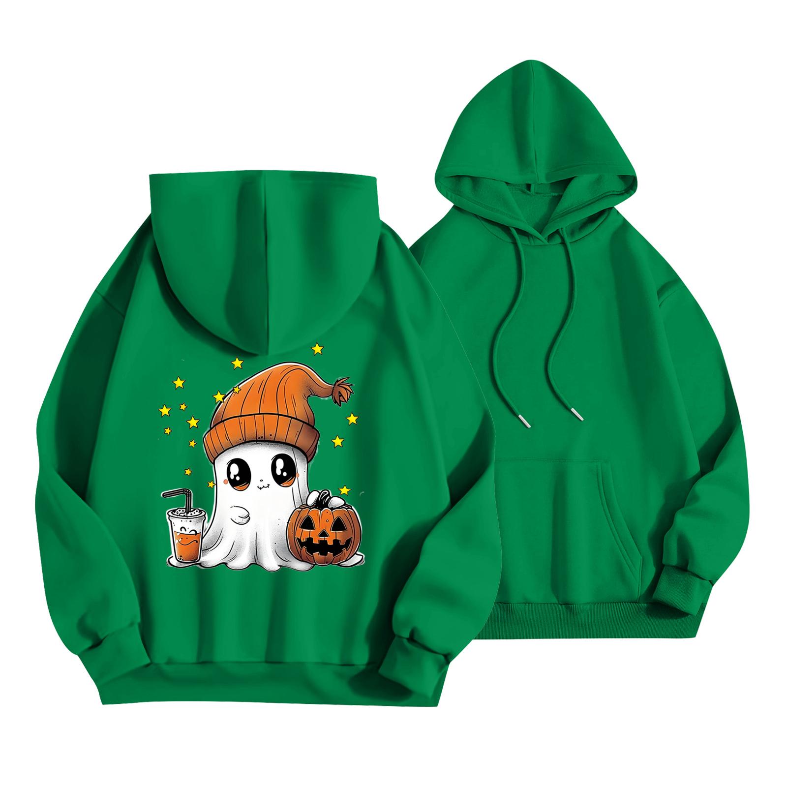 

Женская толстовка-пуловер с круглым вырезом и принтом, с капюшоном и завязками L зелёный