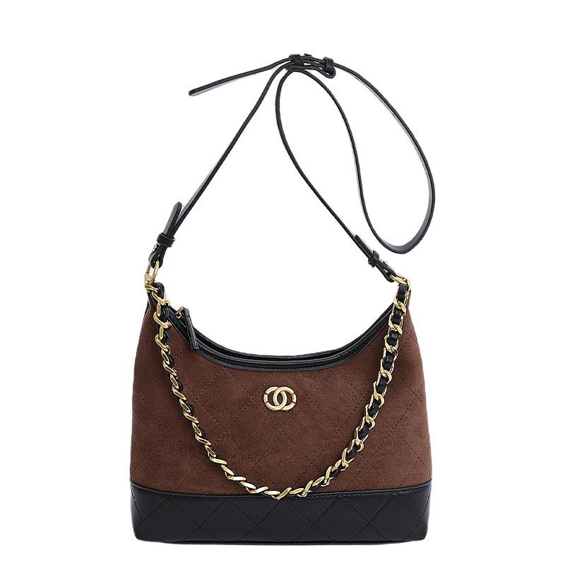 

Autumn new fashion retro shoulder bag women s Korean version simple diamond embroidered thread hand bag small fragrant frosted bag