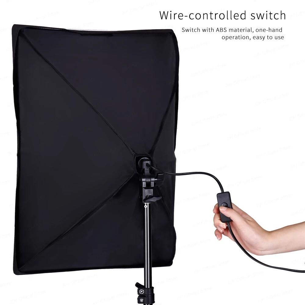2PCS 50x70CM Softbox Lighting Kits With E27 Photographic Bulbs Studio Professional Photography Set