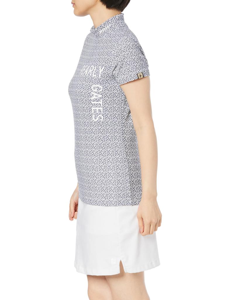 Shirt Small Flower Golf Innerwear X Navy 2 [PEARLY GATES] Women's Short-sleeved High-neck (Iris Pattern, Reversible) / / 053-4167405 031_White [L]