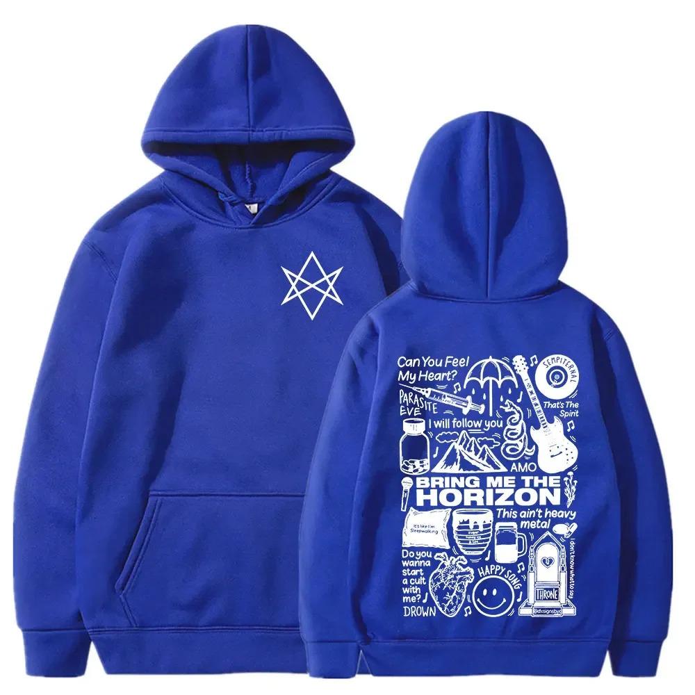 Bring Me the Horizon Hoodie BMTH Heavy Metal Rock Band Hoodie Men's Retro Long-sleeved Hoodie Y2k Short Sleeves Classic