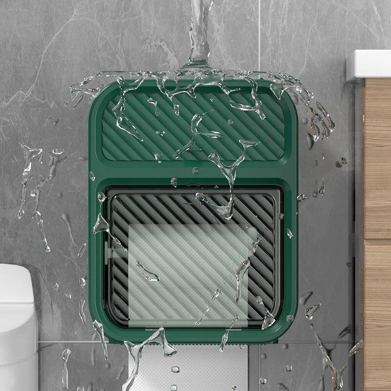 Toilet Paper Box Perforation-free Waterproof Toilet Tissue Box Wall Mounted Toilet Paper Roll Paper Storage Rack