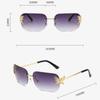 2026 New Rimless Rectangular Butterfly Sunglasses Retro Metal Frame Women’s Street Style Diamond-Encrusted UV400 Shades Eyewear