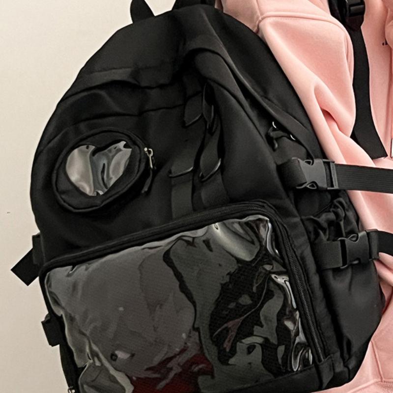 Leather Bag Women's Black Ita Backpack Collage School Bag For Teenage Girl Itabag Kawaii Transparent Love Heart Jk Backpack New 2026 Laptop Bag