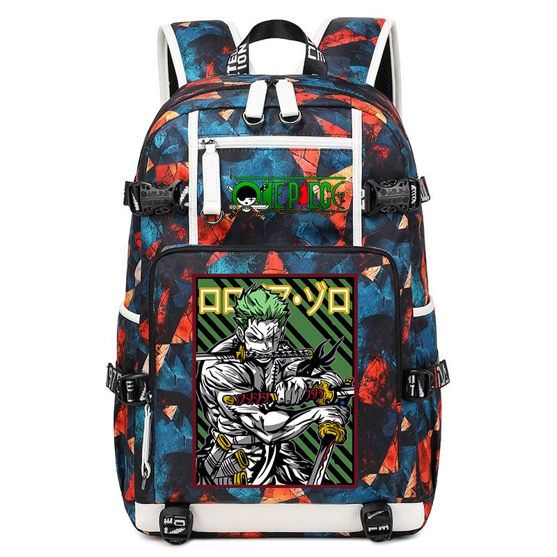 One Piece Zoro Anime Backpack Large Capacity School Bag for Teens Kids