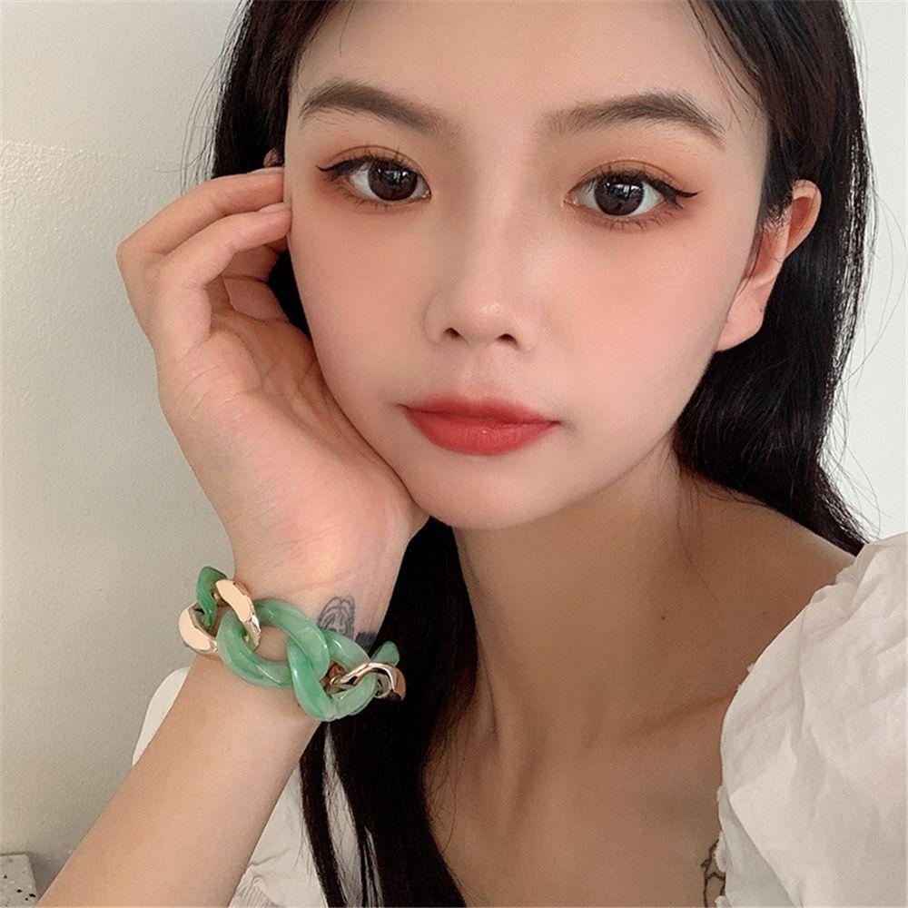 Trendy Fashion Jewelry Women Girl Resin Resin Bracelet Green Chain Bracelet Link Chain