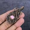 Natural Pink Flower Gemstone Copper Wire Wrap Jewelry Pendant 2.52" C5J01