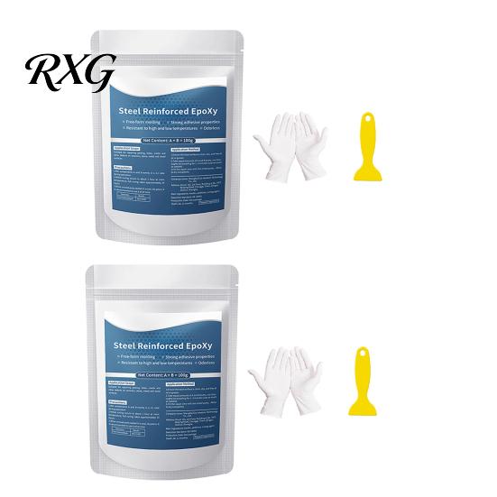 Strong Bonding Adhesive Clay 1/2 Sets 100G Steel Reinforced Epoxy Putty with Scraper, Gloves, Sculpt for Cracks, Easy to Use Leak Fix, Filling,