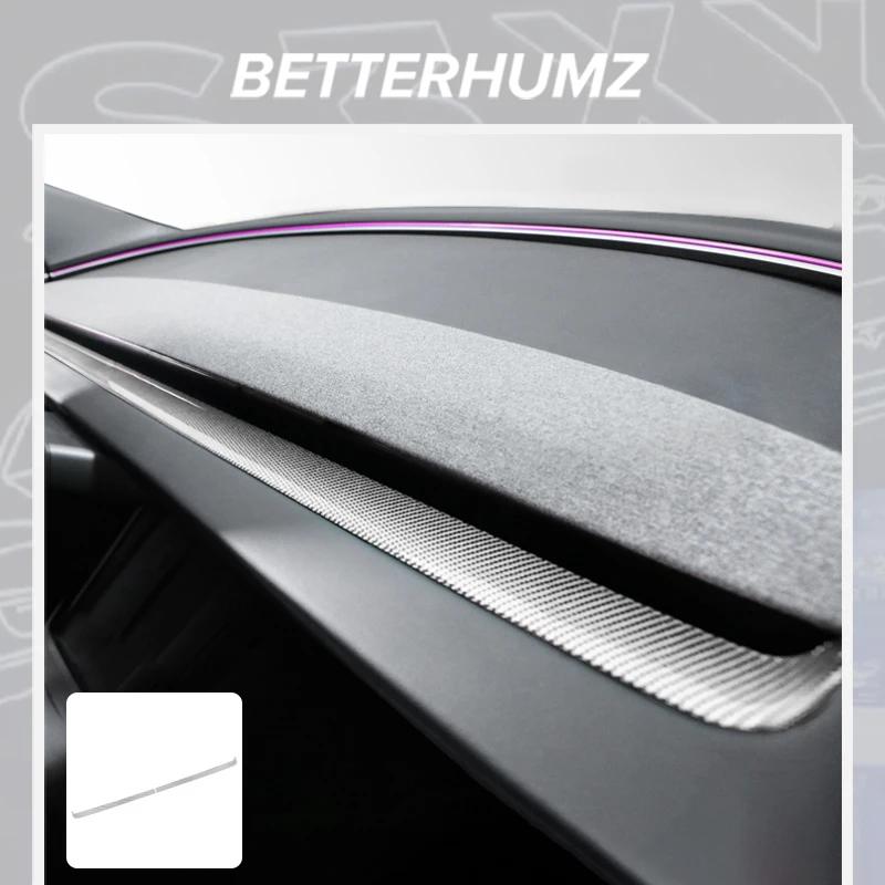 Carbon Fiber For Tesla Model 3 Highland Model Y Juniper Car Interior Dashboard Air Outlet Trim Strip Instrument Auto Accessories