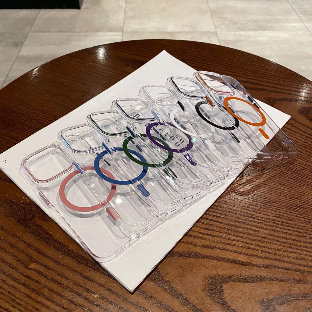 Anwendbar für iPhone16PROMAX Handyhülle Einfache Transparente Farbe Magnetisches Laden Apple 15 Sturzfestes PC-Hartschalenetui