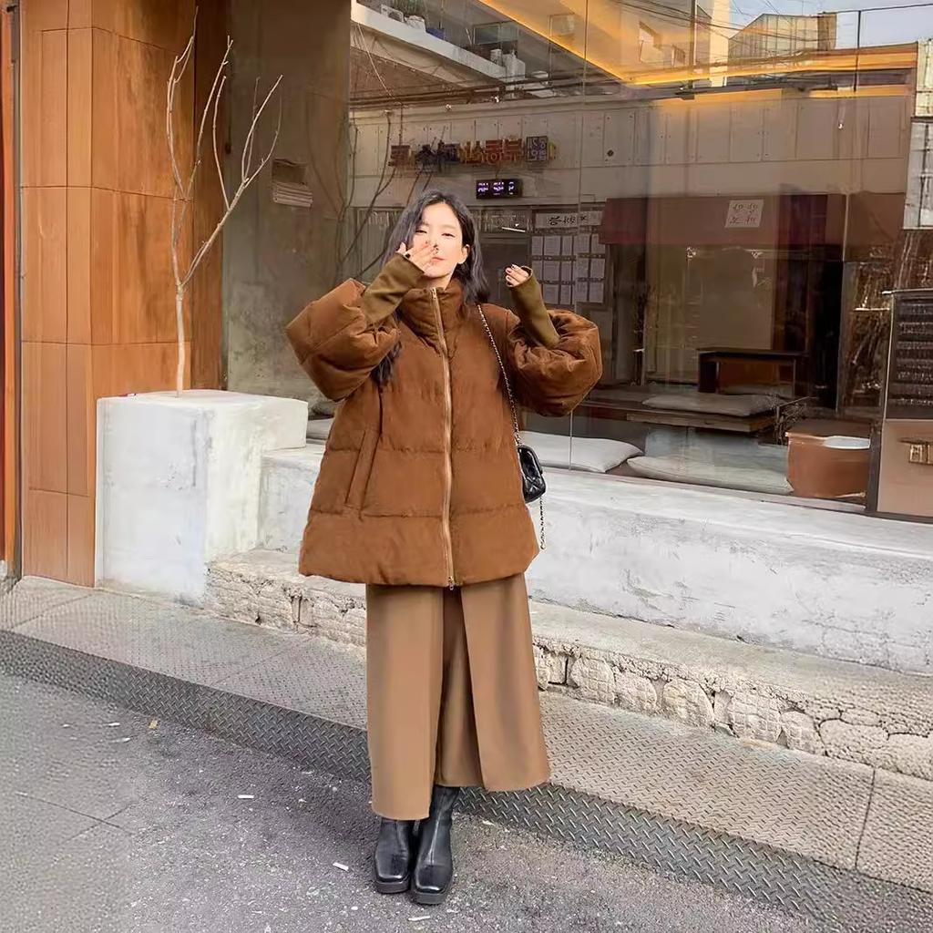 Damen wattierte Winterjacke aus Cord, locker, verdickt, Baumwolle, Design, trendige wattierte Kleidung