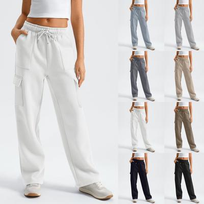 Calça de moletom feminina casual de lã solta cintura alta calça jogger feminina calça de moletom casual calça de yoga homewear