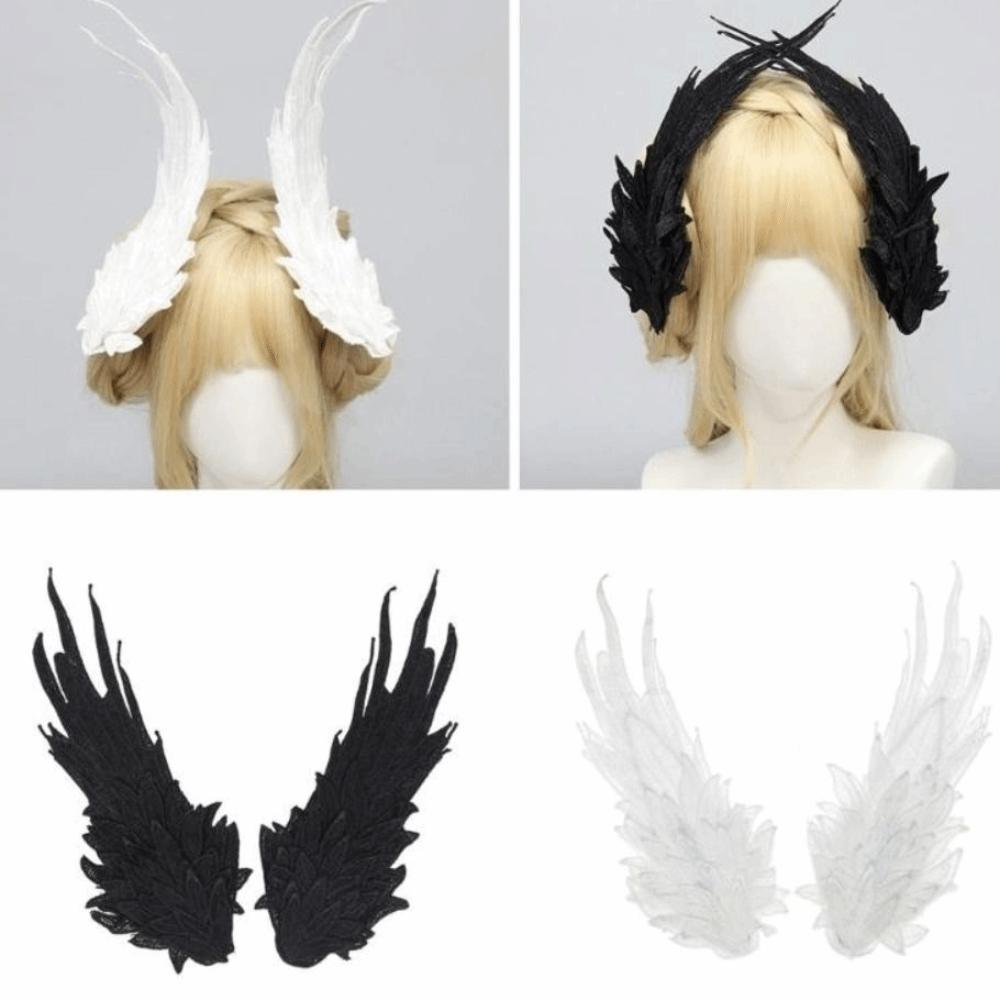 Sweet Feather Embroidery Edge Clip Cosplay Wings Hairpin Harajuku Lolita Hair Clip  Women