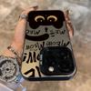 Cartoon Black Cat Eating Fish Electroplate Silver Case For  Redmi Note 14 13 12 11 10 Pro Plus 5G 12S Redmi 14C 13 Cover