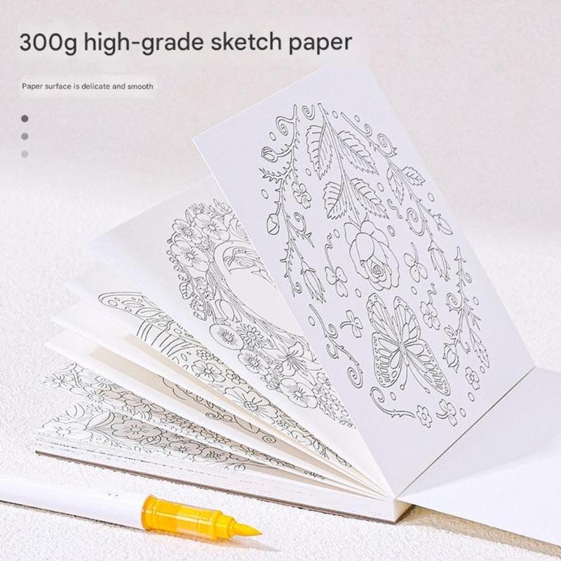 Creative Art Coloring Book 24 Sheets Pre-patterned Drawing Pad For Watercolor And Colored Pencils Acrylic Paint Marker