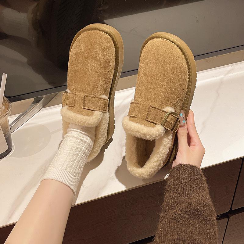 Women's Lightweight Thick-Sole Height-Enhancing Winter Insulated Fur-Lined Snow Boots Anti-Slip Cushioned Casual Athletic Cotton Boots Furry Boots