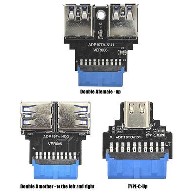 Motherboard Plug Adapter 19Pin To Dual USB 3.0 A Type-C Port Female Socket for WIN XP/7/8/LINUX/
