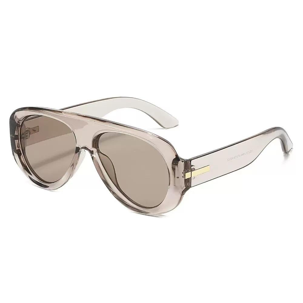 European and American retro oversized frame sunglasses female pilot style cyber punk square face thin UV-proof sunglasses