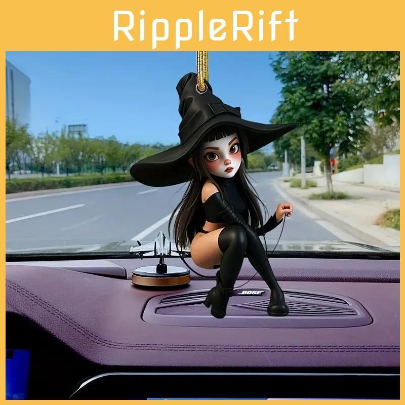 Decoration Witch Car Acrylic Halloween Pendant Cartoon Motif Interior Vehicle