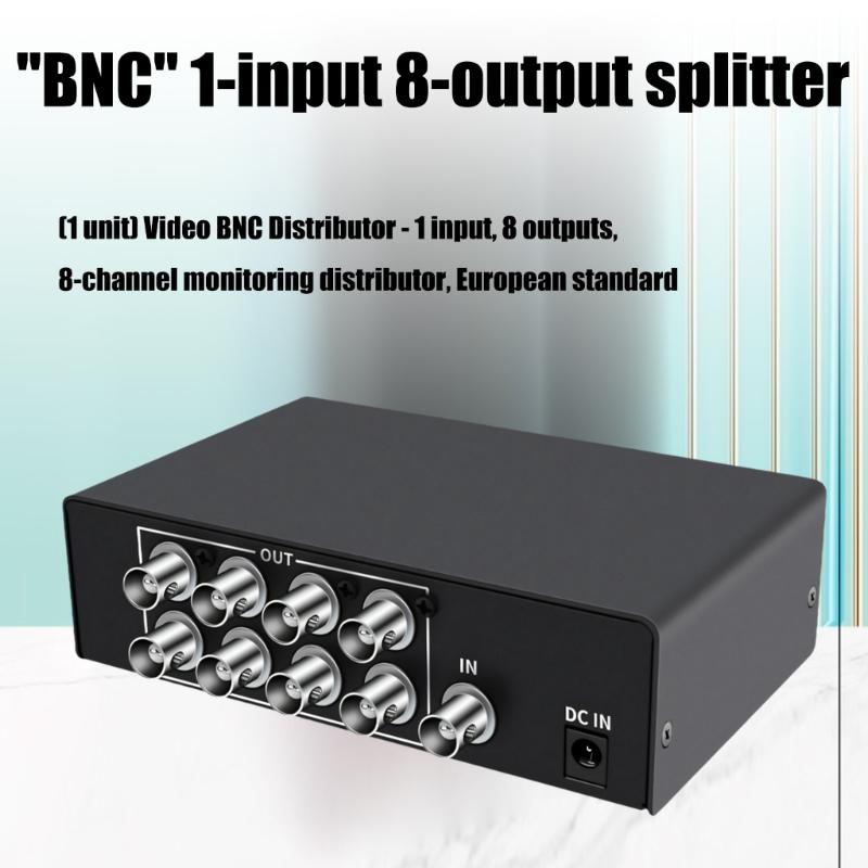 Professional 1 Input 8Output BNC Video Splitter BNC Video Distribution Ideal For Security Camera Systems Industrial Use