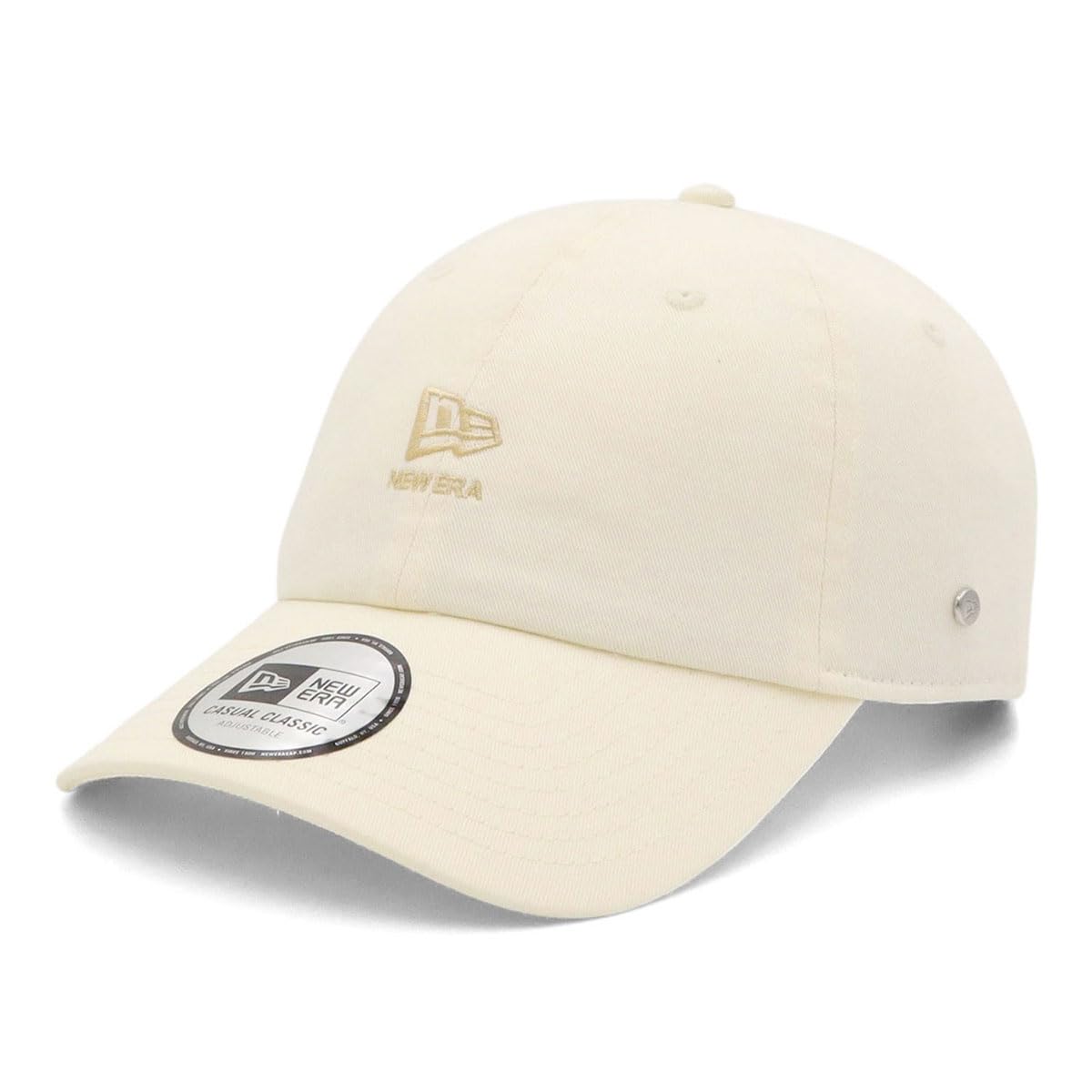 

New Era Casual Classic Cotton Cap with Metal Flag Logo and Chrome Free CC Flag and CHR TTAN White, Wordmark,