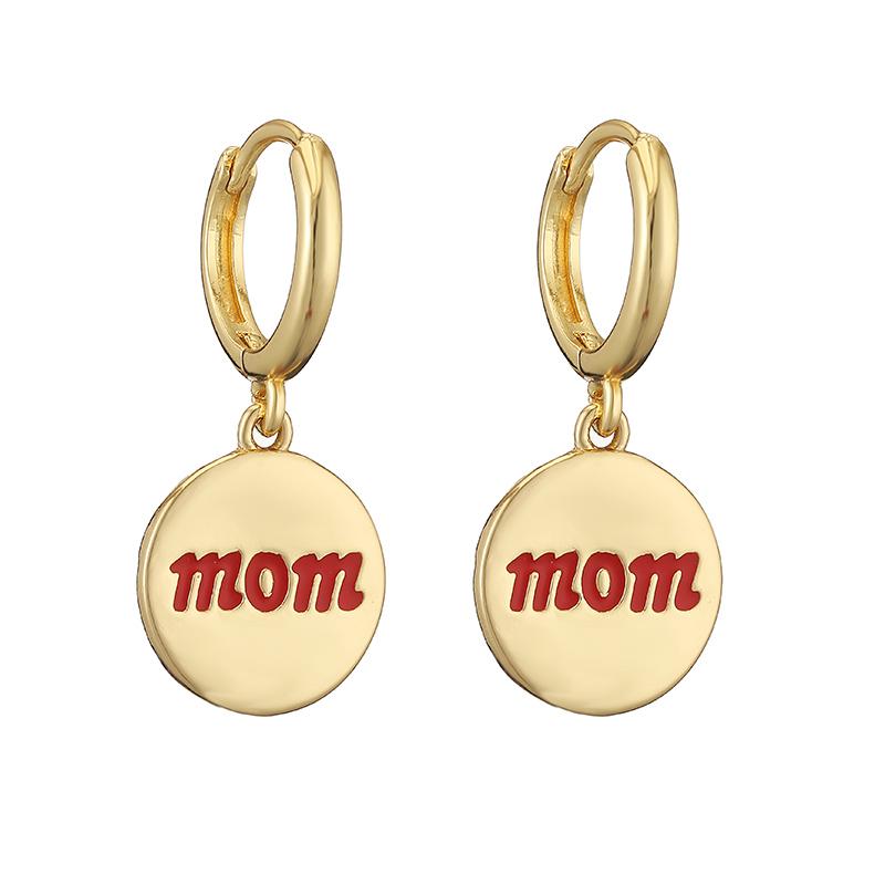 

HECHENG,Multi-colour 18K Golden Plated Brass ‘MOM’ Letter Earrings Mother s Day Birthday Gift 1 Pair Other красный