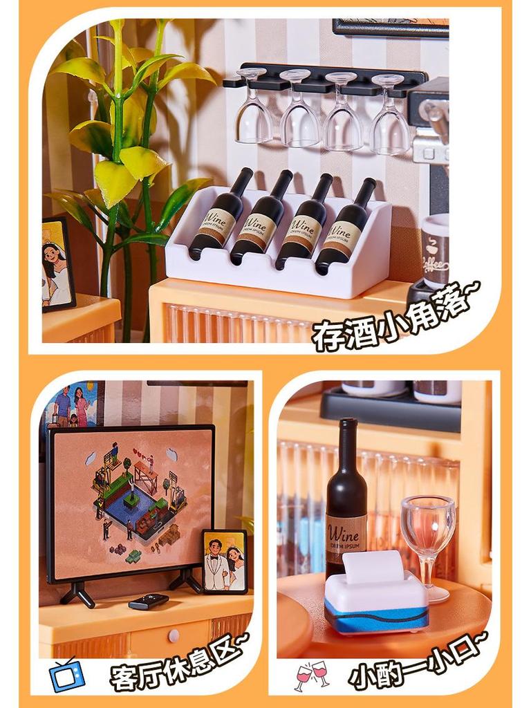 DIY Miniature Cabin Building Blocks Scene Model Educational Toy Gift