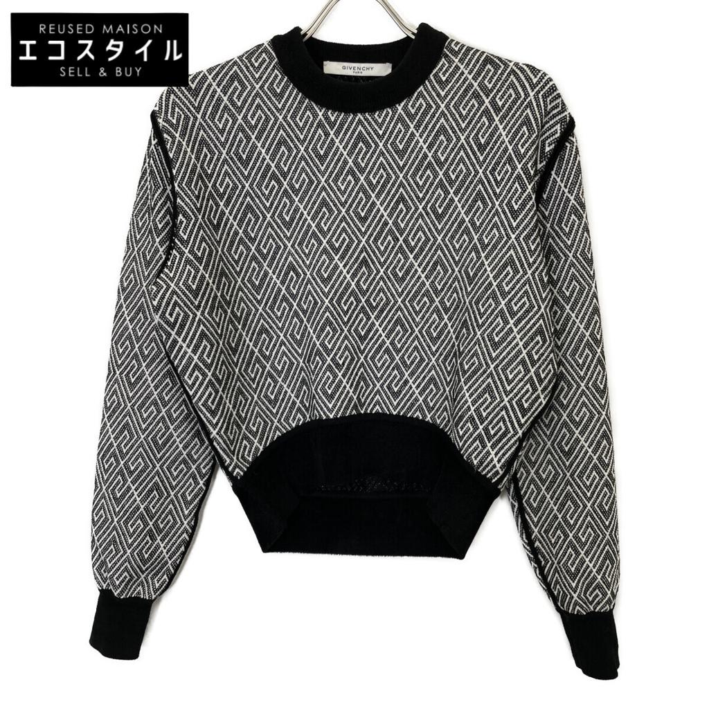 Givenchy BW905T4Z3W Cropped Pullover Knit Tops XS Black WhiteUsed