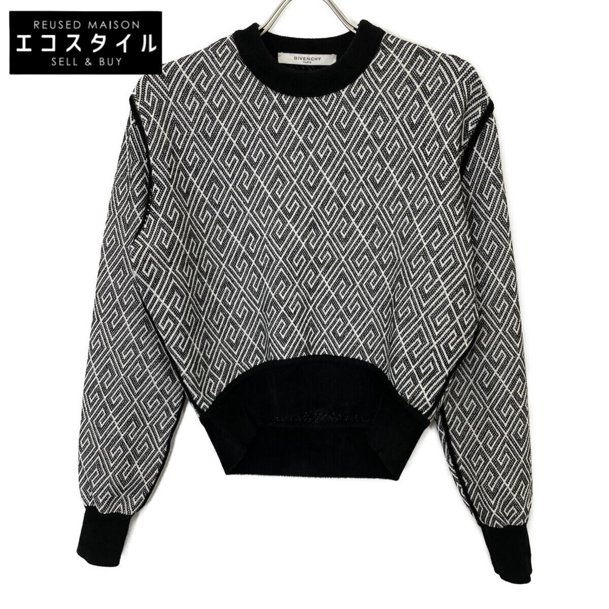 

GIVENCHY BW905T4Z3W Cropped Pullover Knit tops XS Black WhiteUsed