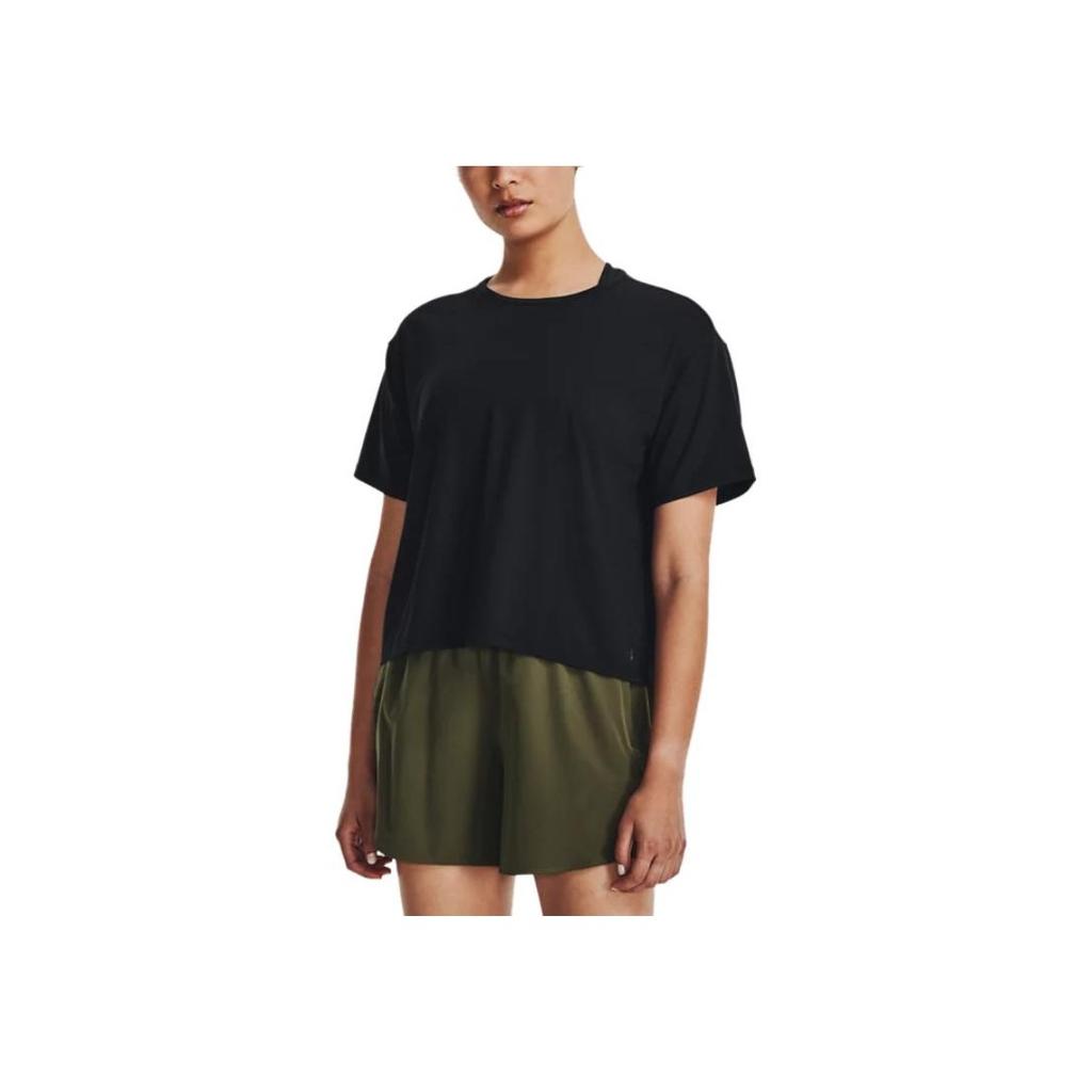 Under Armour Motion Solid Crew Neck Short Sleeve T-Shirt Women Tops Black 1379178-001