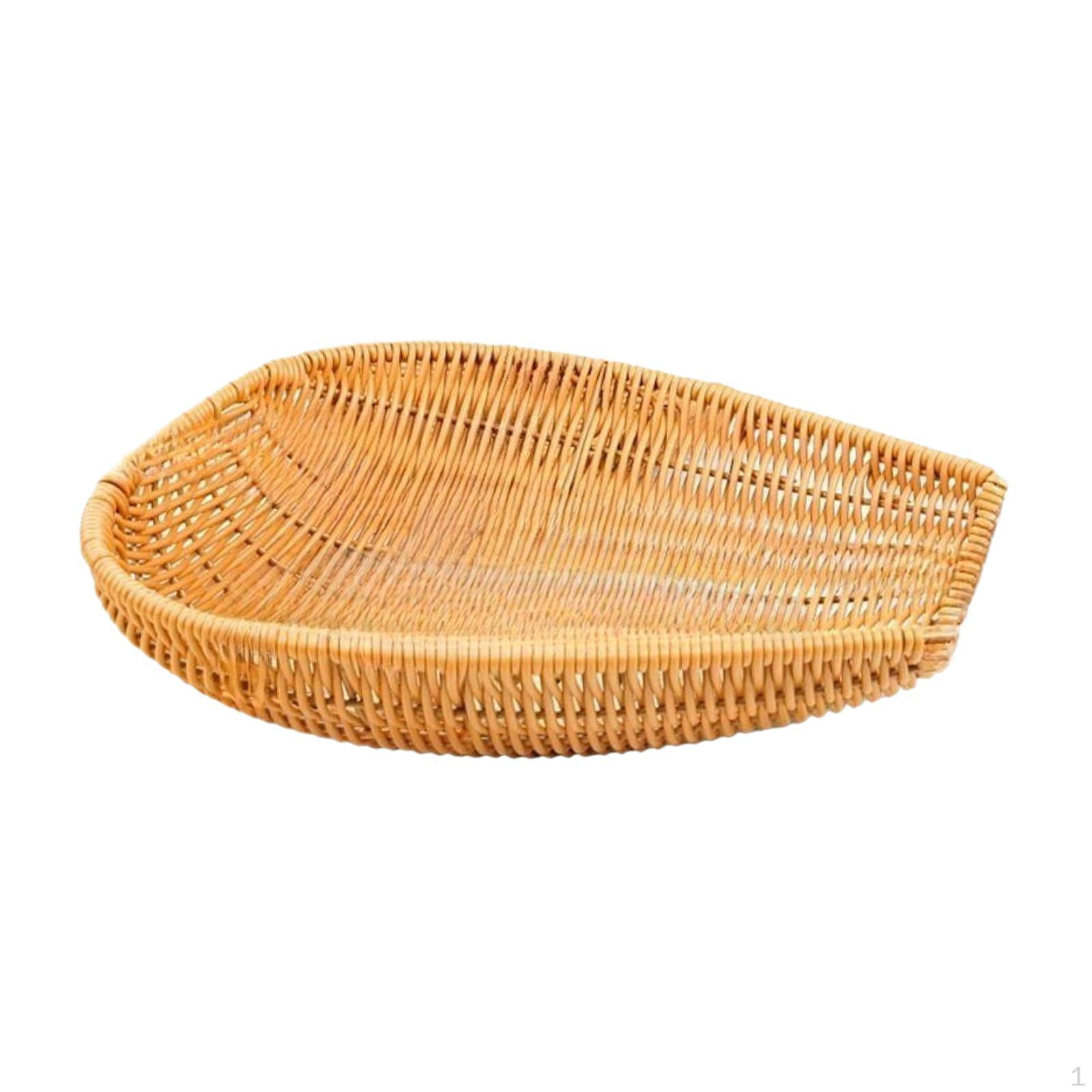 

Hand Woven Bread Basket,Handmade Dustpan Kitchen Organization Imitation Rattan Winnowing Basket