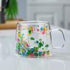 Double Insulated Dried Flower Glass Cup Coffee Tea Cup Clear Glass Cup Double Wall Mug  Household