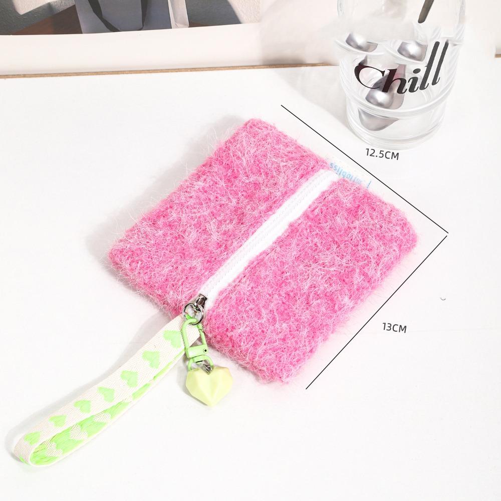 

Trendy Mini Card Bag with Heart Pendant Soft Makeup Handbags Casual Simple Coin Purse