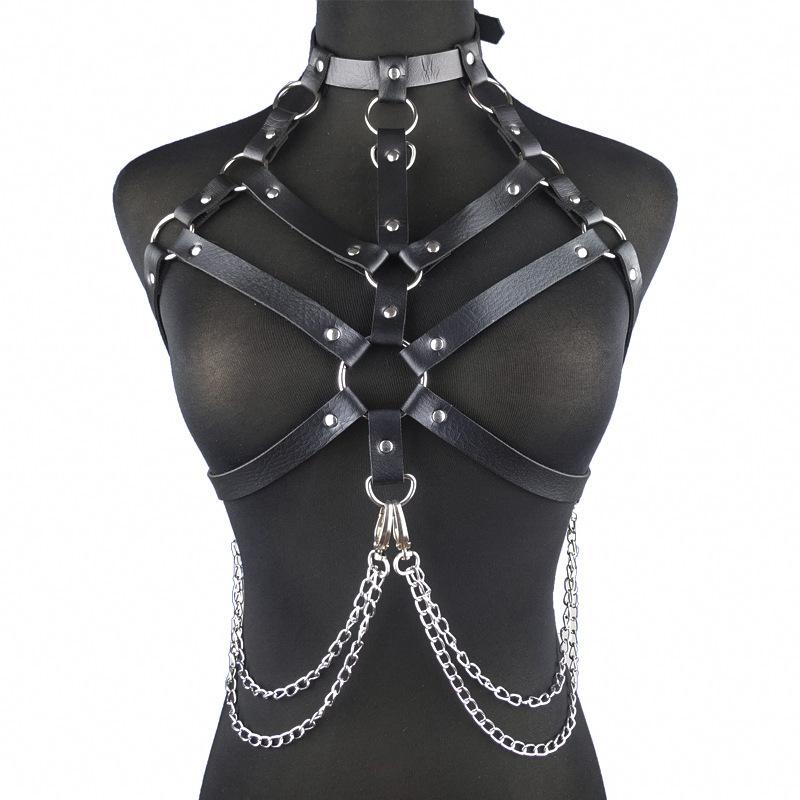 Adult sex toys - PU leather collar restraint chain corset for women - Alternative bondage dress - Best-selling product