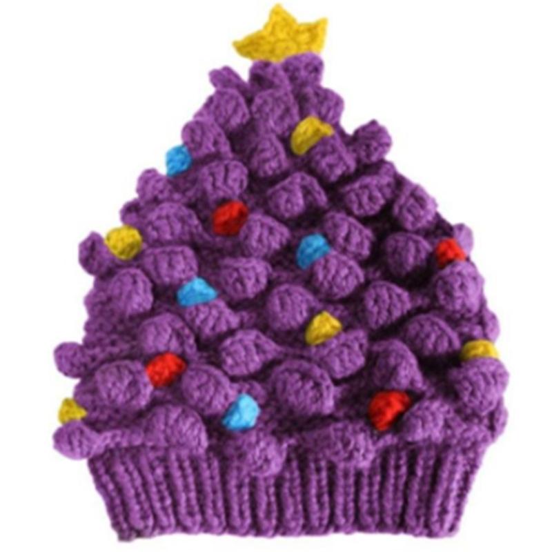Knitted Christmas Tree Hat Keeping Warm Head Hat Decorations Supplies for Holiday Birthday New Year Party Decorations