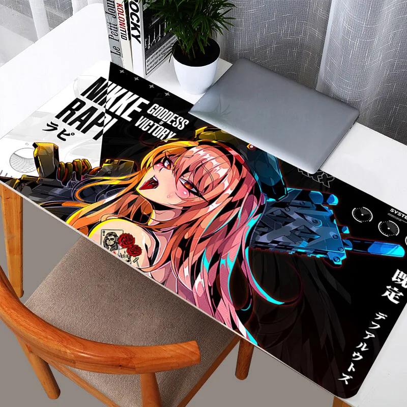 Gaming Mouse Pad Large Desk Mat Antislip Rubber Stitched Edges Tattooed Anime Girls Collage Art Print Extended Office Mat
