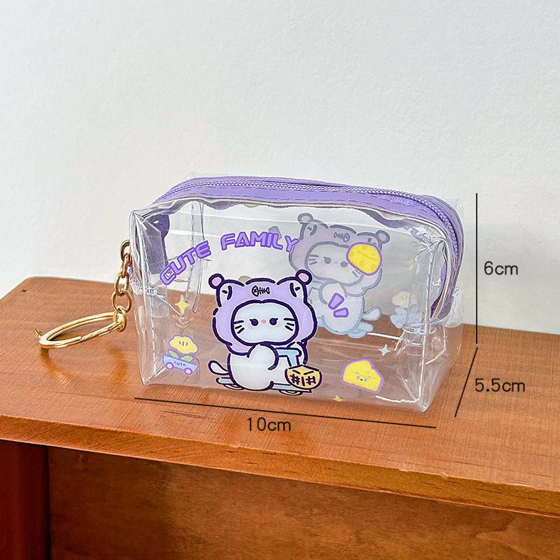 Roztomilá taška na ukládání mincí Kapybara Průhledné peněženky na mince Kreslený design Krásná peněženka PVC Vodotěsná průhledná kapsa Krátké tašky na zip