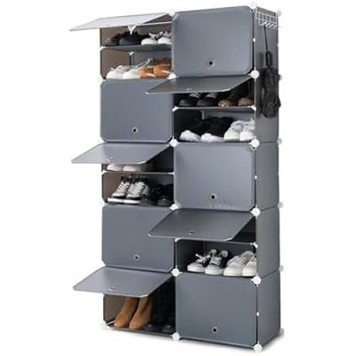 Mueble Estantería - - Modular - Gris Negro - Para Zapatos - Diseño Contemporáneo