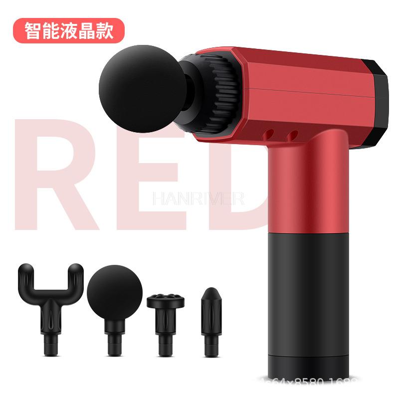 Electric gun gun vibration massage fitness equipment muscle fascia USB charging home relaxing LCD massager малиновый
