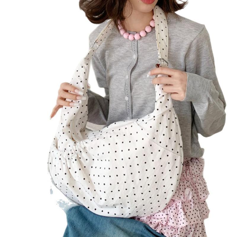 Fashionable and Simple Business-style Dotted Pleated Crossbody Bag with Large Capacity Tote Bag