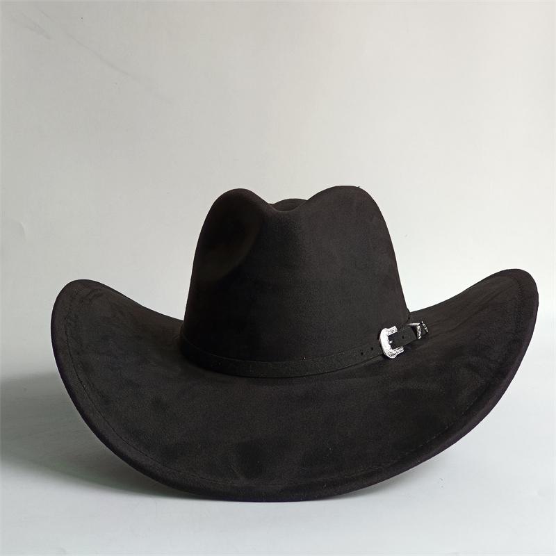

Khaki 60cm Cowboy Hat Leather Belt And Hat Color Cowboy Hat New Suede Material Water Drop Top Men s and Women s Knight Hat 56-58cm