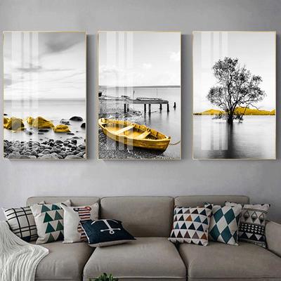 Nordic Boat Tree Posters Landscape Canvas Prints Lake Bridge Paintings Wall Art Modern Home Decor Pictures for Living Room