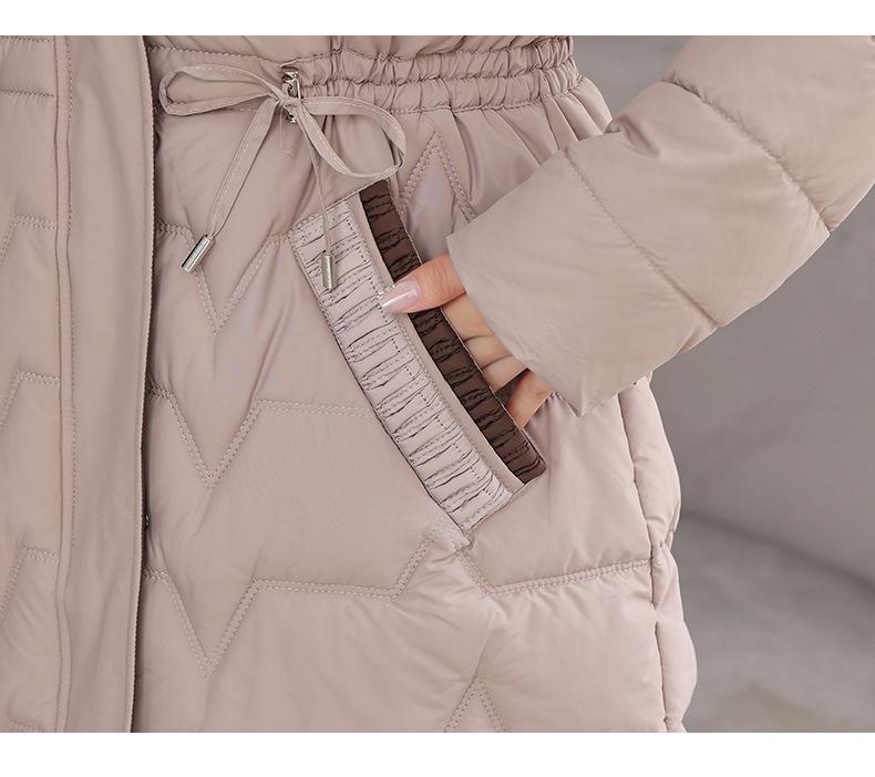 Damen Wintermantel im koreanischen Stil - Schlank geschnitten, dick, warm, mittellang, wattierte Jacke