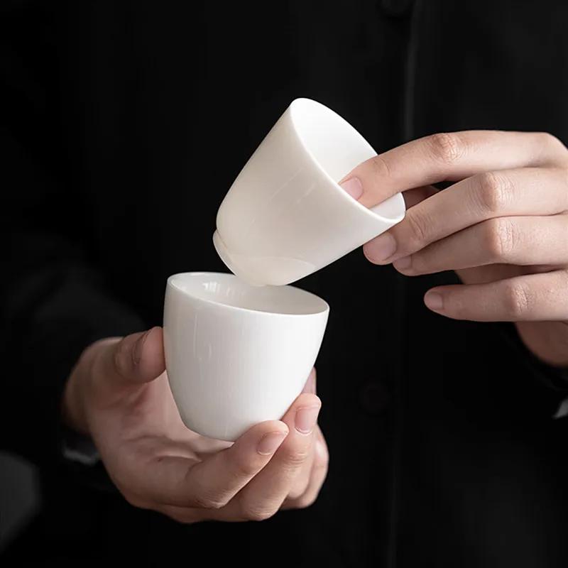 1 Stück Teetassen Pu Er Tee Werkzeuge Kungfu Teetasse Geschenk Getränk Tee Werkzeug Keramik Weißer Jade Porzellan