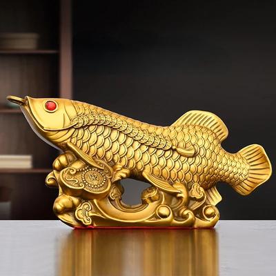 Copper Fish Ornament Golden Dragon Fish Yearly Luck Living Room Office Desktop Decoration