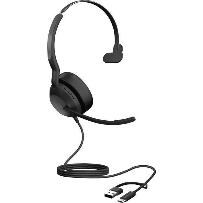 Jabra Evolve2 50 Micro-casque supra-auriculaire filaire Mono noir Suppression du bruit du microphone, Noise Cancelling